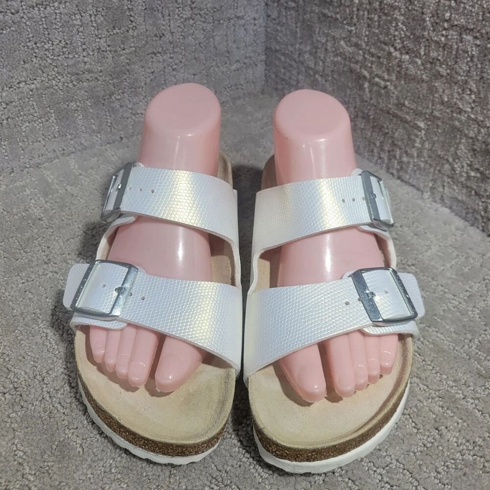 Birkenstock Arizona Men's Size 10 R Gray Birko-Flor Double Strap Buckle Sandals